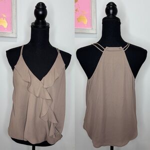 Evenuel Brown Faux Front Wrap Women’s Blouse Tank (M)